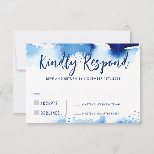 RÉPONSE RSVP RÉPONSE moderne bleu foncé aquarelle (Devant)