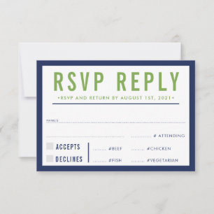 RÉPONSE RSVP RÉPONSE moderne bleu marine bleu vert