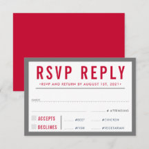 RÉPONSE RSVP RÉPONSE moderne bold garçon gris roug