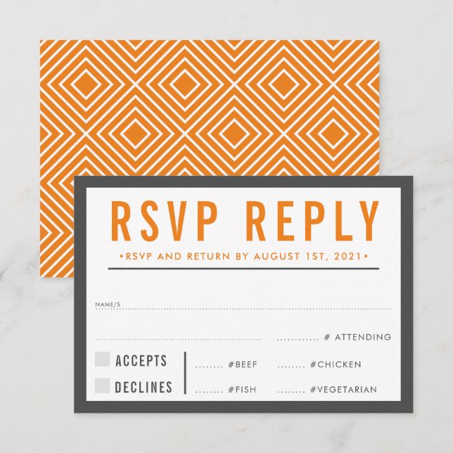 RÉPONSE RSVP RÉPONSE moderne gris orange (Devant / Derrière)