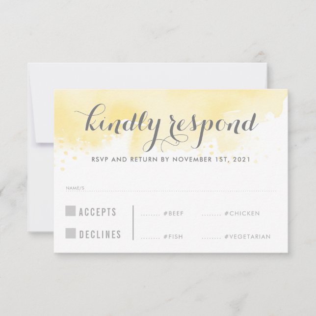 RÉPONSE RSVP RÉPONSE Repas d'aquarelle jaune (Devant)
