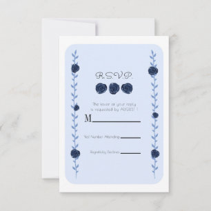 Réponse RSVP Roseaux de Rose Aquarelle Bleue Cotta