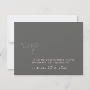 Réponse RSVP simple et chic gris charbon pour mari