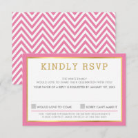 réponse RSVP simple motif chevron rose