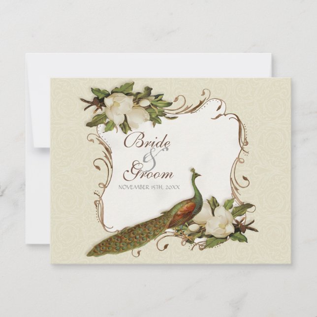 Réponse RSVP - Tourbillons Peacock et Magnolia Vin (Devant)