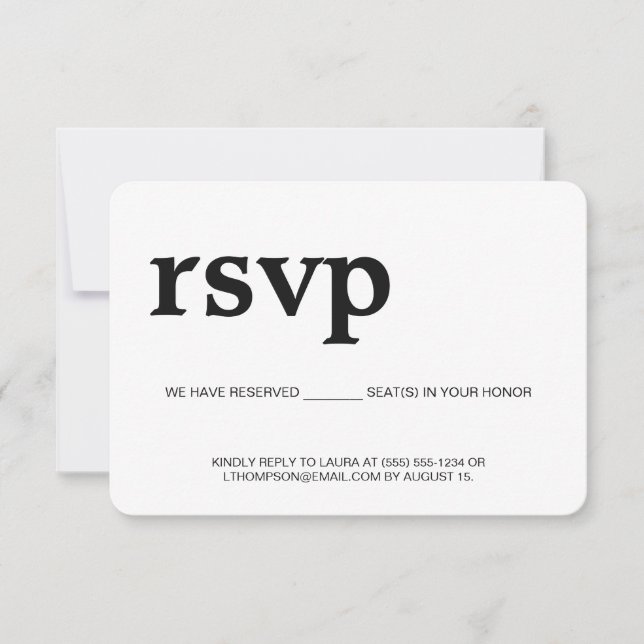 Réponse simple RSVP moderne sans envoi par la post (Devant)