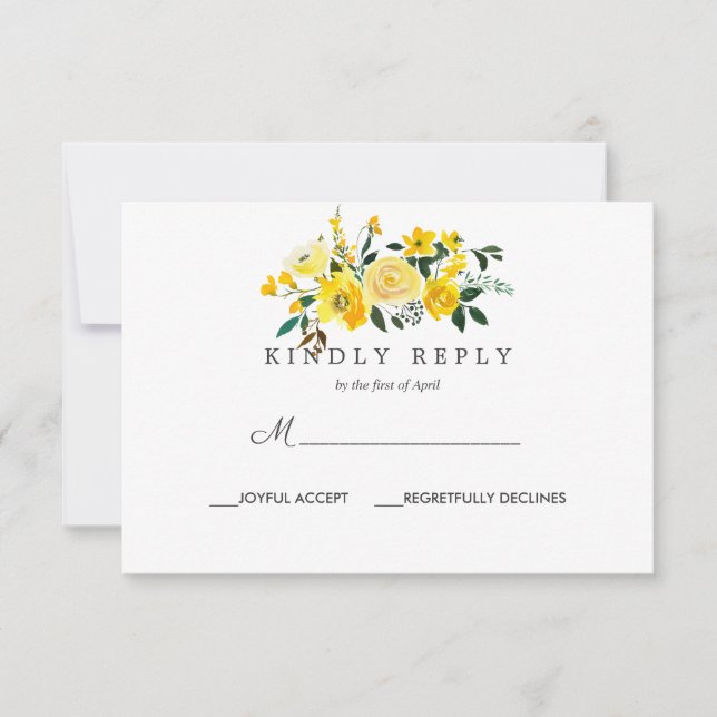 Réponse vive du Mariage floral jaune Rsvp (Devant)