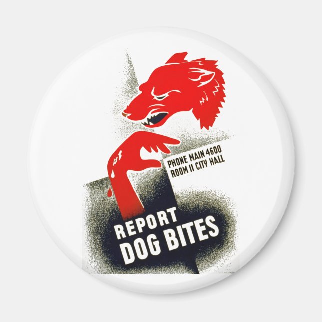 Report Dog Bites Magnet (Vorne)