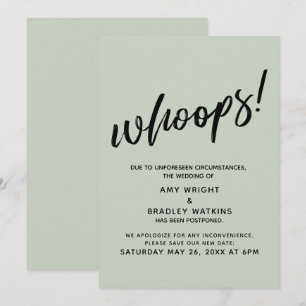 Reporté Mariage Humoristique "Oups !" Carte Sage