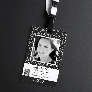 Reporter Fotograf Schwarz Weiß Modern Press ID Ausweis