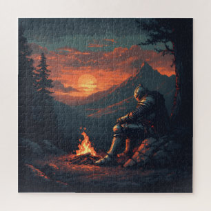 Repos de chevalier au feu – Puzzle du coucher de s