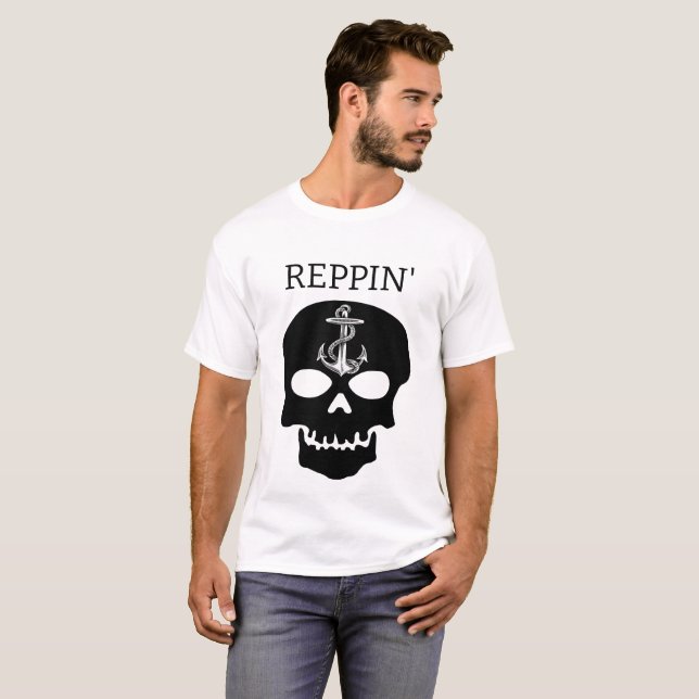 Reppin' The East Coast Skull Leuchtturm Route T-Sh T-Shirt (Vorne ganz)