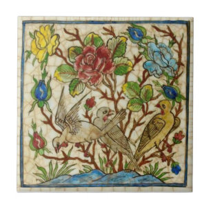 Repro Antique Birds Rose Handgemalt Perser Fliese