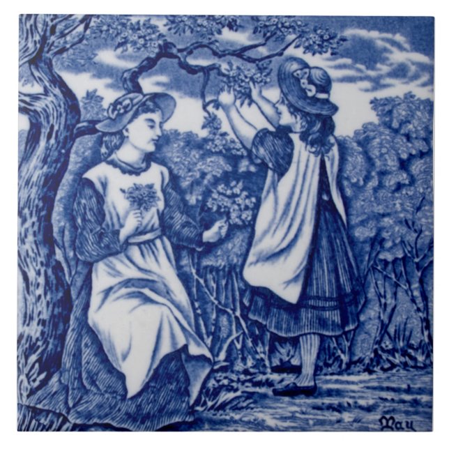 Repro Antique Wedgwood Blue Monat Mai Kalender Fliese (Vorderseite)