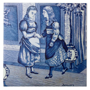 Repro Antiquitätenkalender Wedgwood Blue Januar K Fliese