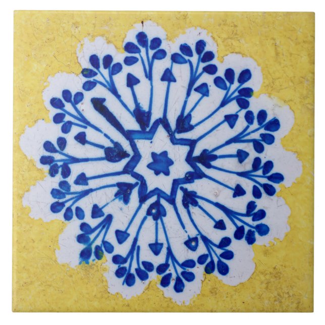 Repro Azulejos Portugiesisch Floral Yellow White Fliese (Vorderseite)