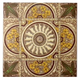 Repro c.1885 Malkin Sonnenblume Östsee Ästhetik Fliese