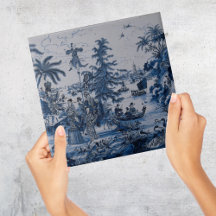 Repro Chinoiserie Delft Blue und White Tile
