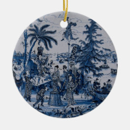 Repro Chinoiserie Delft Blue und White Tile Keramik Ornament