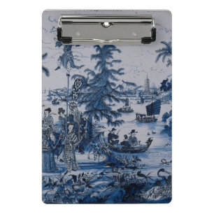 Repro Chinoiserie Delft Blue und White Tile Mini Klemmbrett