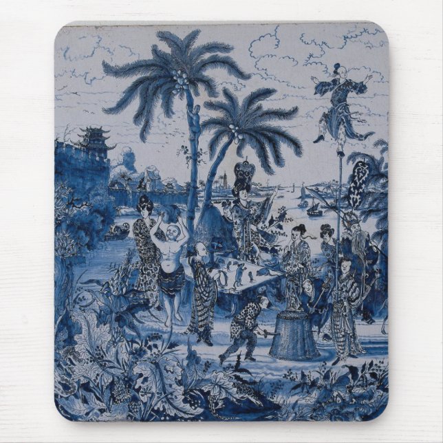 Repro Chinoiserie Delft Blue und White Tile Mousepad (Vorne)