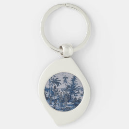 Repro Chinoiserie Delft Blue und White Tile Schlüsselanhänger