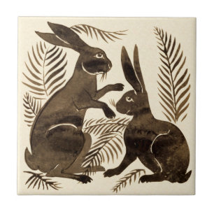 Repro de Morgan Pair of Chocolate Rabbits Fliese