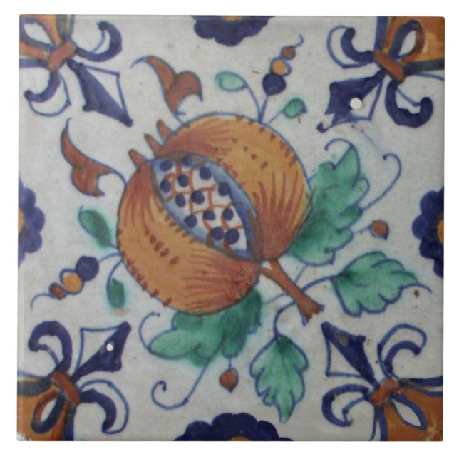 Repro Delft Motif Floral Carreau (Devant)