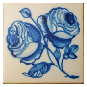 Repro Desoftware Floral Bouquet Blue Delft Tile Fliese