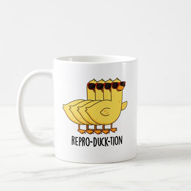 Repro-duck-tion Funny Animal Duck Pun Kaffeetasse (Links)