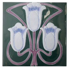 Repro Edwardian Art Nouveau Aquamarin Tulip Floral Fliese