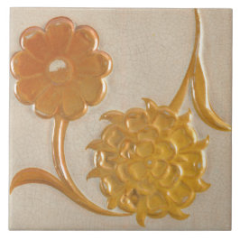 Repro Edwardian Art Nouveau Sunflower Floral Tile Fliese