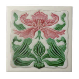 Repro English Art Nouveau H.A.Ollivant Tile c.1900 Fliese