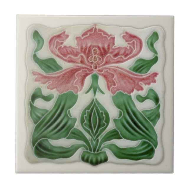 Repro English Art Nouveau H.A.Ollivant Tile c.1900 Fliese (Vorderseite)