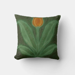 Repro Gelb Grüne Tulpe Art Nouveau Fliese Kissen
