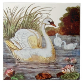 Repro handfarbene Viktorianische Swan Transferware Fliese