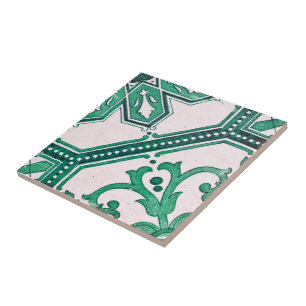 Repro Portugais Vert Géométrique Azulejos Carreaux