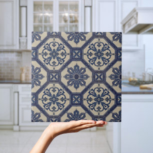 Repro Portugiesisch Blue Geometric Azulejos Tile Fliese