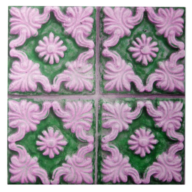 Repro Portugiesisch Imitate Relief Green Floral Ti Fliese (Vorderseite)