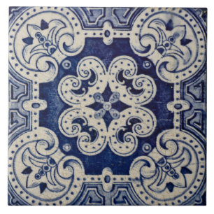 Repro Portugiesische Blaue Geometrische Azulejos F Fliese