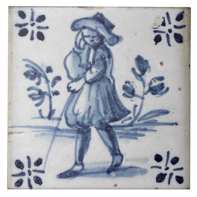 Repro Software Mann Blau Delft Fliese (Vorderseite)