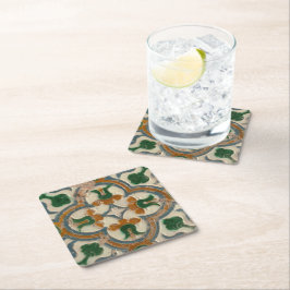 Repro Spanish Geometric Azulejos Floral Rechteckiger Pappuntersetzer