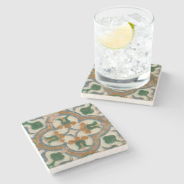 Repro Spanish Geometric Azulejos Floral Steinuntersetzer