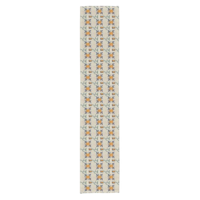 Repro Traditionelle Gelbe Tulip Delft Tablette Kurzer Tischläufer (Vorderseite)