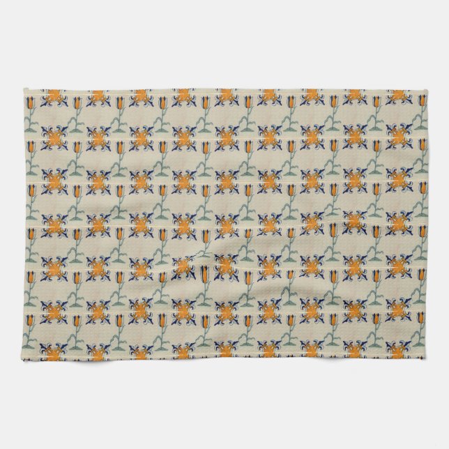 Repro Traditioneller Gelber Tulip Delft Tile Geschirrtuch (Horizontal)