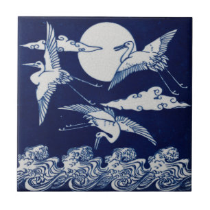 Repro Viktorianisch Minton Tile mit Storks Moon Fliese