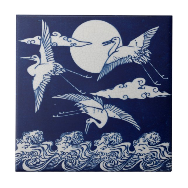 Repro Viktorianisch Minton Tile mit Storks Moon Fliese (Vorderseite)