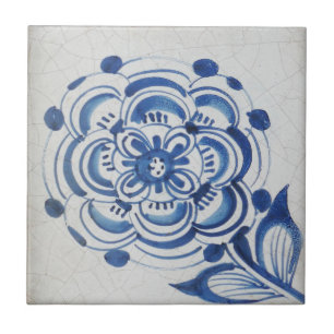 Repro Viktorianische blaue und weiße Blume Tile Fliese