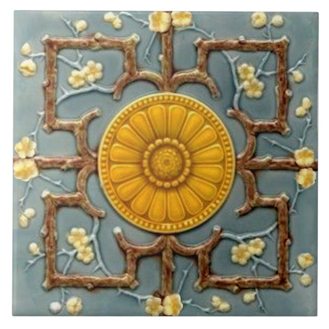 Repro Viktorianische Imitate Relief Blue Aästhesie Fliese (Vorderseite)