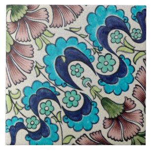 Repro Vintag Blue Maroon Floral De Morgan tiles Fliese
